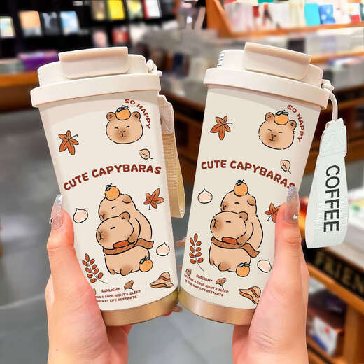 Chengliu Kapibala Thermos Cup grande capacité étudiant portable double boisson café tasse de nouveaux hommes et femmes en paille tasse de pale