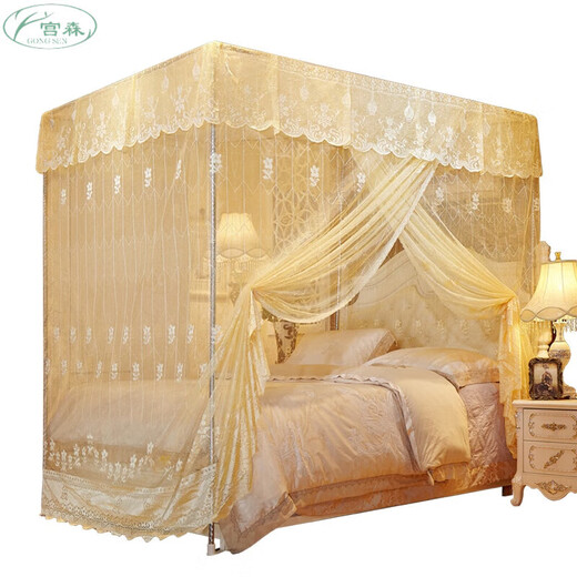 New reclusive palace mosquito net old style no bracket home encrypted thickened 1.35 traditional 1.5 meters 1.8m bed 1.2 flawless white palace style no bracket single door 1.8m6 feet bed