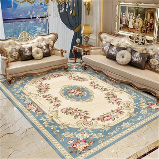 Xinlin European-style living room carpet coffee table blanket sofa home bedroom full room floor mat modern simple machine washable customization style-K blue 40*60CM