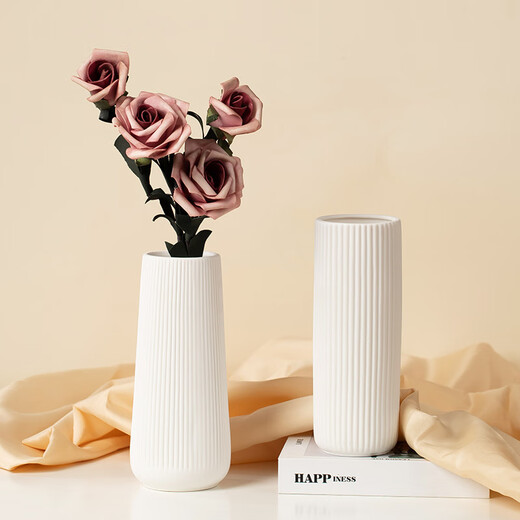 Mu Ding Ding simple style ceramic art vase white home living room with flowers for decoration high-end birthday gift