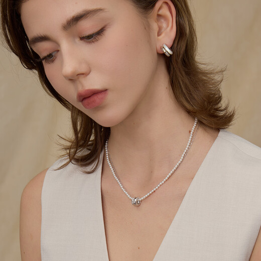 Arsis Snake Pattern Auspicious Double Ring Necklace Zodiac Year Clavicle Chain Fashionable Birthday Gift for Girlfriend