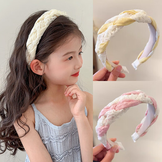 Suyi embroidered children's headband girls' non-stretching wide-brimmed hair bundle 2024 new anti-slip headband women's headband hairpin female pink headband 4cm wide