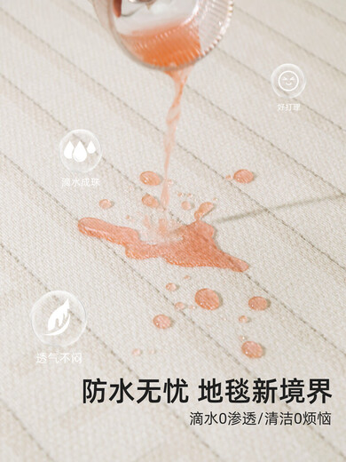 匹冠奶油风地毯客厅高级感2024新款家用沙发茶几地毯卧室防水免洗可擦 佐伊15934 160cm*230cm
