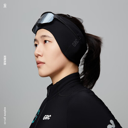 GRC unrestrained cycling earmuffs in autumn and winter fleece warm double layer protection bicycle riding ear protection men and women Black L/XL