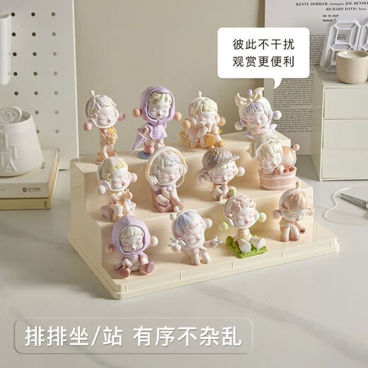 Haofanjie Blind Box Display Box Figure Transparent Display Cabinet Bubble Mart Storage Box Acrylic Display Rack Storage Figure Cabinet Cream Large/Three Layers 1
