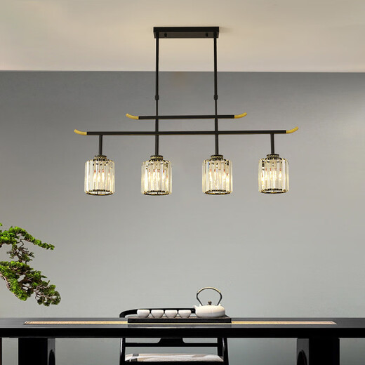 
Recalling the past Crystal New Chinese Restaurant Chandelier Chinese Style Rectangular Lamp Modern Simple Home 56-Head Chinese Restaurant Chandelier 7029-3 Heads/Black + Round Lamp Shade