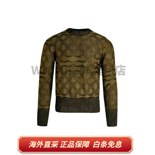 
Vivienne Westwood round neck pullover pattern long-sleeved sweater for men and women Black gold Black gold XS