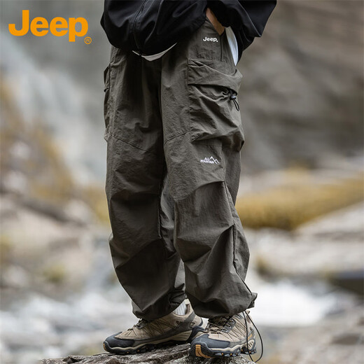 JEEP Overalls Men's Autumn and Winter Casual Loose Pants Men's Leggings Assault Paratrooper Men's Pants Gray Green XL