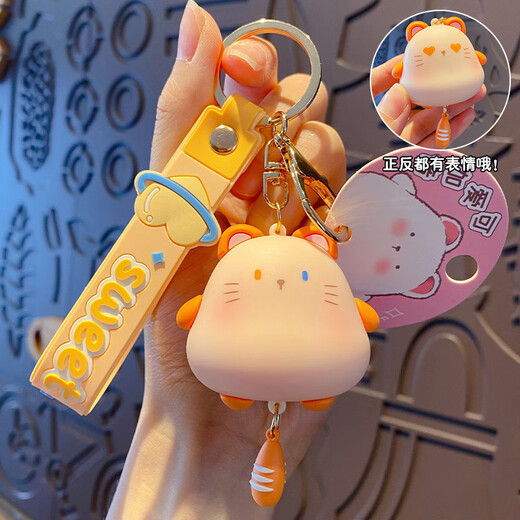 SunToMoon cute cartoon kitten doll keychain male and female couple cute panda car keychain best friend bag pendant cute double pendant - black panda