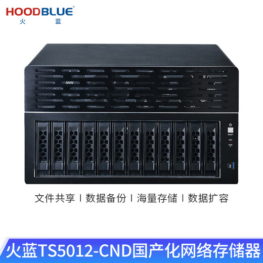 Hoodblue TS5012-CND 10 Gigabit Optical Fiber Domestic Intelligence Chuang Loongson NAS Network Memory 12-Domain Tower Disk Array Storage Server TS5012-CND-24TB
