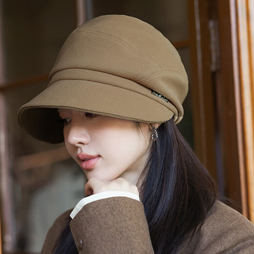 Jimmy Leaf 2025 Korean version of the new temperament duck tongue fashion simple splicing hat women's autumn and winter warm windproof basin hat beret black