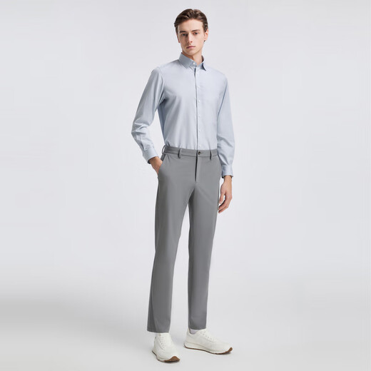 YOUNGOR long-sleeved shirt for men, DP no-iron series, 100% cotton fabric, no-iron, easy to care for, anti-wrinkle, flat and stylish, bean green plaid 42