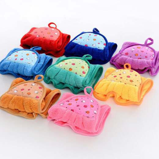 Bei Jingjie kitchen hand towel hanging cute towel rag can absorb water for home bathroom thickened handcloth handkerchief coral velvet cute hanging hand towel 3 random colors
