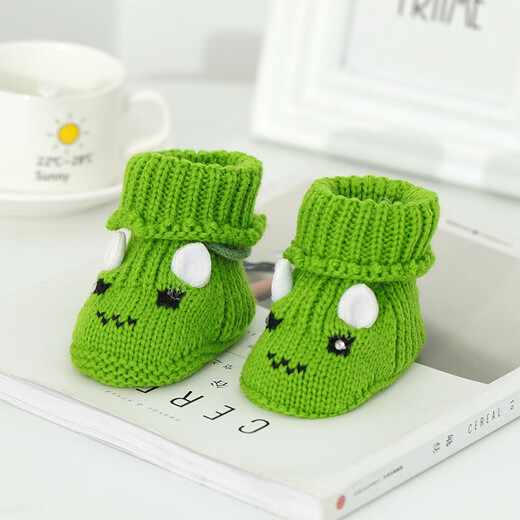 Xin Yueqing 0-6 months old hand-woven baby wool shoes for 100 days full month baby shoes without losing shoes 3 plus velvet thickened cotton shoes without velvet ears rabbit wool shoes orange color average size (inner length 11cm)