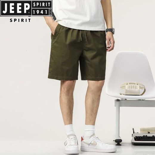 JEEP SPIRIT男士五分短裤夏季2025新款薄款棉质宽松直筒运动休闲裤子男新品 9224卡其 M