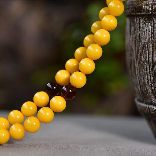 Amber style, one object, one picture, one certificate, 108 beeswax bracelets, men's and women's bracelets, amber beads rosary, Russian material, beads 20.07g 6.5mm