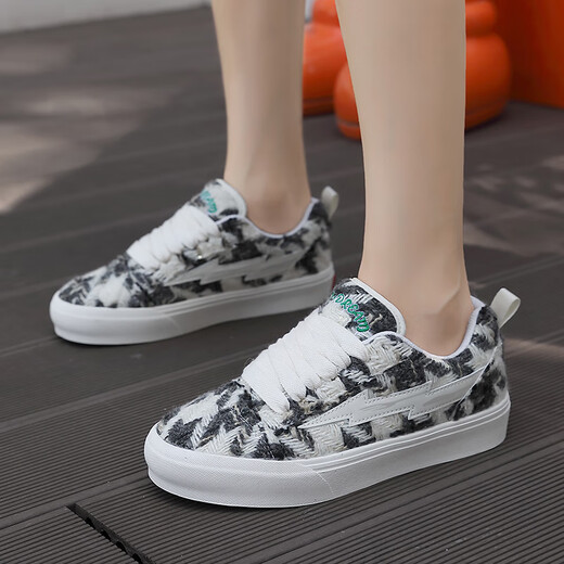 Lightning x Storm Picasso Paintings co-marquée Xiaoxiang Style Casual Lightning Bread Chaussures Couple Toile Sports Chaussures Chaussures hommes et femmes D6227 Cheese Cat 46