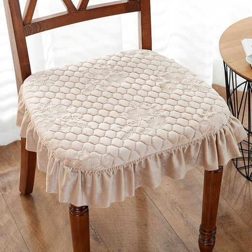 Frangomu cushion home dining chair cushion chair butt cushion winter thickened non-slip European dining table and chair cushion stool cover seat cushion Dandelion-Champagne 43X45cm universal size single piece