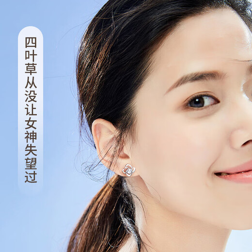 China Gold (CHINA GOLD) platinum four-leaf clover earrings for women platinum fashion earrings earrings birthday gifts for girlfriend and wife wedding anniversary platinum eternal four-leaf clover earrings/Jingsuda