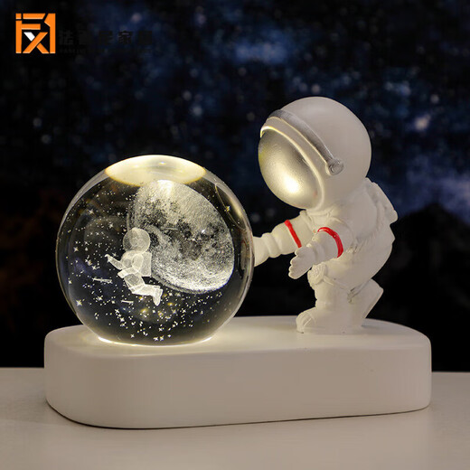 Fascini Astronaut Night Light Little Prince Crystal Ball Luminous Base Desktop Ornament Birthday Gift Beloved Astronaut - Starry Sky Gift Box