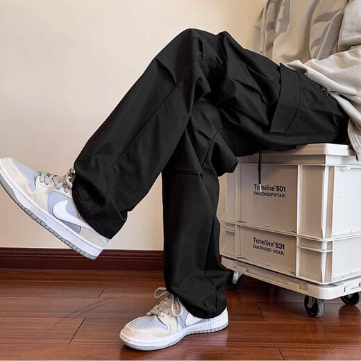 Shannu functional pants men's autumn and winter velvet thickening assault workwear loose casual sports outdoor mountaineering paratrooper trousers K513 black (regular) XL (recommended 125-145Jin Jin equals 0.5 kg)