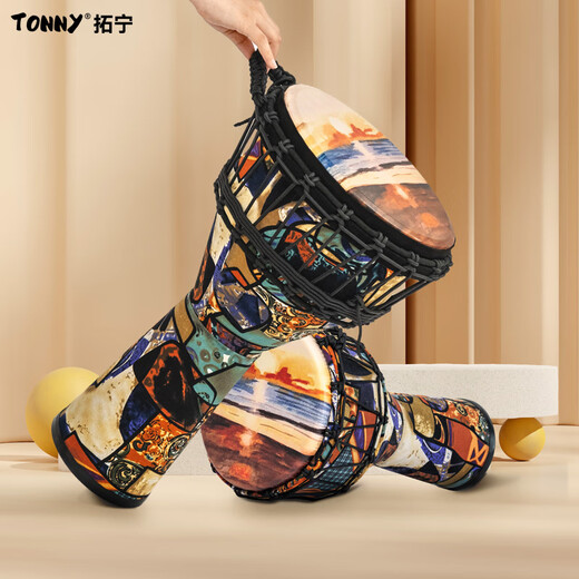 
Tuoning authentic standard 12-inch adult lightweight Lijiang hand drum professional performance-level African drum beginner percussion instrument 12-inch mute dawn + thickened drum bag