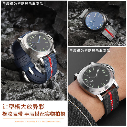Kaidini Adaptado a Panerai Sumersible Stealth Serie PAM1391/1565/1579 Correa de goma de nylon Hebilla de color de acero original original 24 mm
