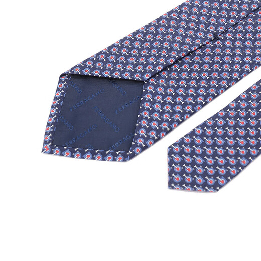 菲拉格慕（Ferragamo）新品 男士丝质通体印花领带礼物男 351241 0779274深蓝色多色丘比特