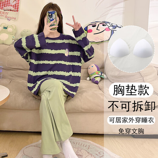 
Yalu pajamas women's 2025 new spring and autumn integrated cartoon long sleeve chest pad large size home clothing set 15567 women without breast pad M women (suggested weight 80100 Jin [Jin equals 0.5 kg])