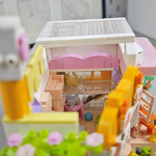 哲高2024新款女孩系列积木猫咪萌宠小屋兼容乐高房子别墅女生拼装玩具 猫咪萌宠小屋+灯光【687颗粒】