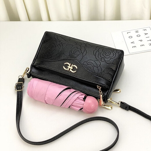 Midu crossbody bag, middle-aged mother bag, multi-layered, large-capacity, fashionable, mobile phone change, grocery shopping bag for the elderly, Mother's Day gift, middle-aged mother bag [HL526-Black]