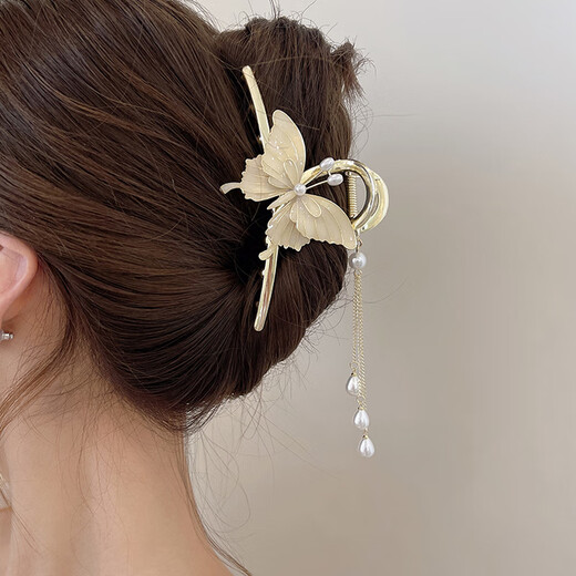 Dijing wheat ear hair clip headdress for women high-end 2025 high-end hair clip hair accessories back head shark clip birthday gift for women