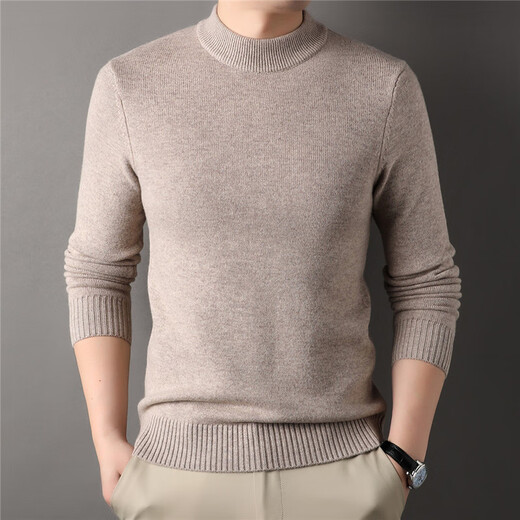 Dongguan Dalang sweater men's thickened full wool sweater high-end half turtleneck autumn and winter machine washable warm solid color knitted black XL-140-160Jin Jin equals 0.5 kg