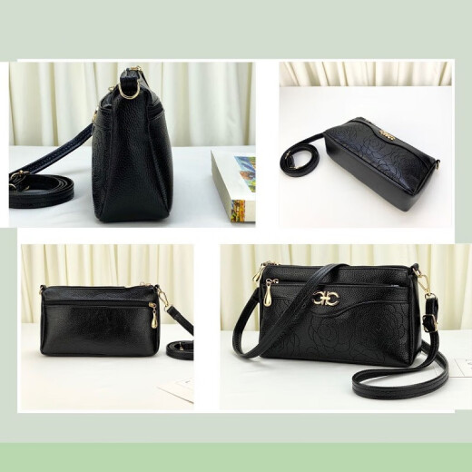 Midu crossbody bag, middle-aged mother bag, multi-layered, large-capacity, fashionable, mobile phone change, grocery shopping bag for the elderly, Mother's Day gift, middle-aged mother bag [HL526-Black]