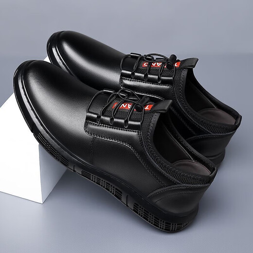 Counter men's shoes, trendy leather shoes, high-quality leather casual sports high-end versatile outdoor soft sole comfortable and breathable TY-882 black 44