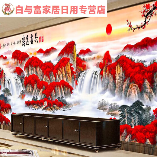 鸿运当头十字绣新款红运风景山水画适合客厅书房办公室线绣新 【丝线-满绣】194*753厘米3股绣+