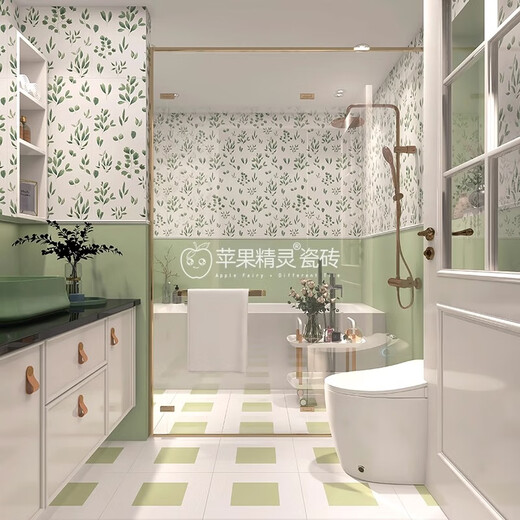 Elfe de pomme Elfe de pomme 400x800 Nyonya Style Soft Flower Flower Tiles French Retro Kitchen Tiles de salle de bain Avocado Green H681 Installation mixte 400x800