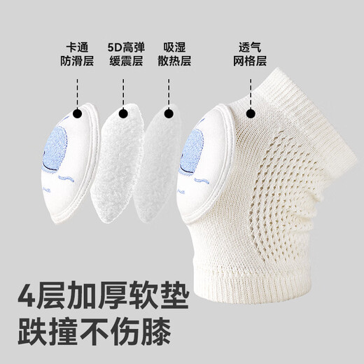 taoqibaby婴儿护膝爬行防摔防磨护垫网眼透气宝宝学步保护套膝盖垫 花兔