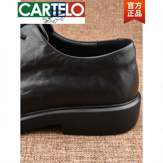 CARTELO high-end business low-cut round-toe casual leather shoes 2025 new men's shoes youth lace-up genuine leather cowhide small leather shoes for men black 42