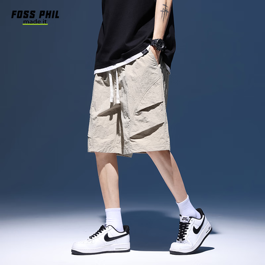 
Foss Phil shorts men's summer workwear trendy casual ice silk mid-pants loose sports five-point pants 9906 khaki 2XL