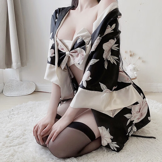 日系和服情趣睡衣女诱惑内衣激情套装挑逗骚大码性感免脱床上夏季 灰色和服 均码4840