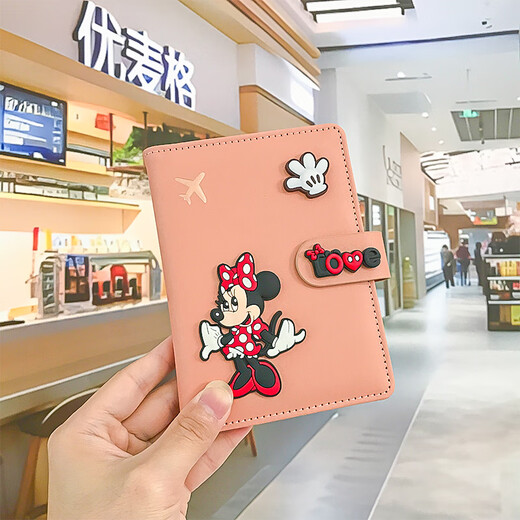 Reisepass-Schutzhülle, Cartoon-Pass-Schutzhülle, Cartoon-Ticket-Aufbewahrung, niedliche Reisepass-Karte, stehend, Minnie, Pink