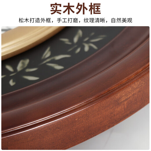 汉时（Hense）大尺寸椭圆实木挂钟客厅大堂挂墙时钟欧式高档大气石英钟表HW5266 带摇摆（高度60CM）