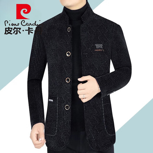Pierre Cardin Frühling und Herbst neue Männer lässig im mittleren Alterskragen Herrenjacke Wolljacke Vaters Top-Strick 225 Khaki 170/m (90-110jin [Jin gleich 0,5 kg])
