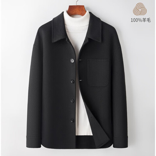 DK high-end men's 100% wool jacket men's autumn and winter trendy handsome lapel woolen jacket double-sided woolen coat men camel M