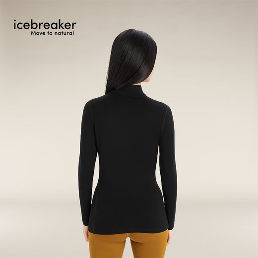 Icebreaker Merino pure wool women's 260 Tech machine washable outdoor hiking and mountaineering warm ski functional underwear high collar black (high collar) M