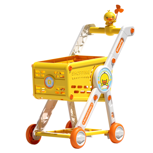 
Magic bean Shenghuo children's shopping cart small cart fruit chewyle large baby supermarket shopping mall play house toy girl hand push yellow duck [with doll + anti-roll + height adjustable