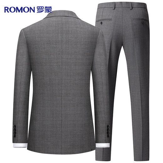 Romon suit men's double-breasted casual business retro men's suit jacket slim wedding groom's dress for men
