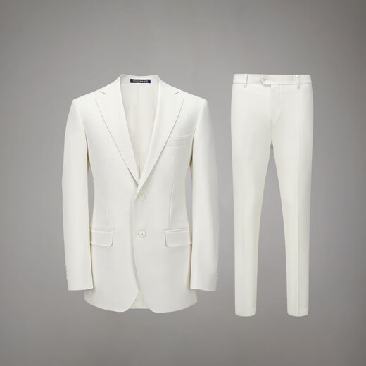 Guillaume de Mons imported wool fabric suit men's suit wedding dress haute couture formal banquet suit 2025 early summer white two-piece suit top + pants 48