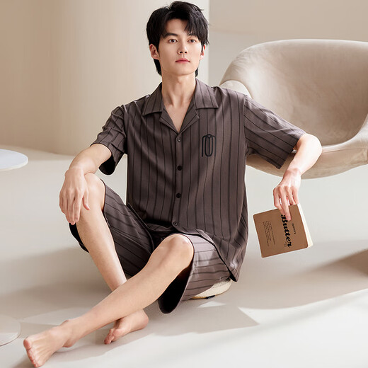 雅鹿睡衣男纯棉夏季短袖短裤2025年新款夏天男士家居服套装大码可外穿 NSALM-LMSJ9226 2XL (建议150-175斤)